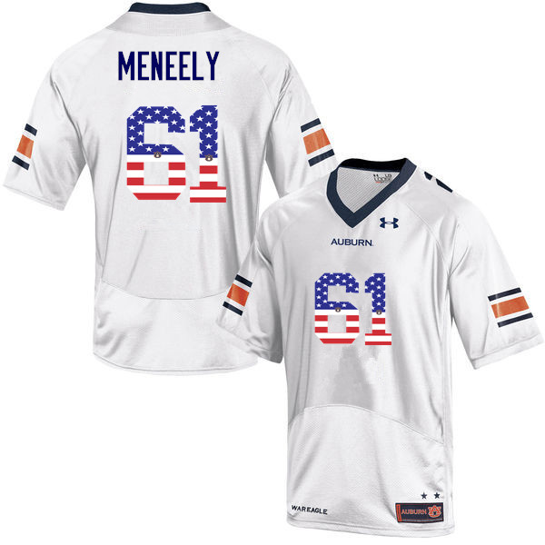 Auburn Tigers Men's Ryan Meneely #61 White Under Armour Stitched College USA Flag Fashion NCAA Authentic Football Jersey HML2574UU